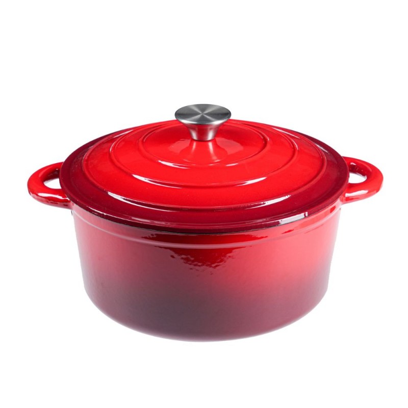 Emaljerad gjutjärnsgryta, Röd, Ф22 - 